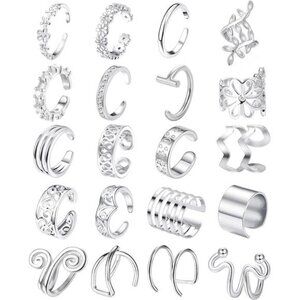 20Pcs Adjustable Ear Cuffs Earrings Set for Women Stainless Steel